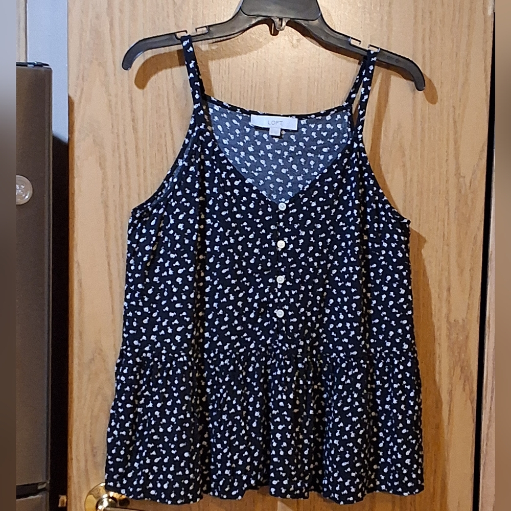 LOFT Black Floral Camisole Top